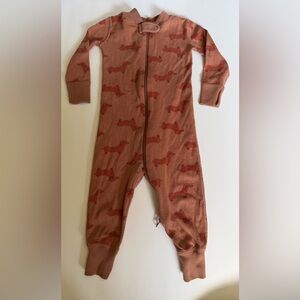 Hanna Andersson Sleeper Pajama Dachshund Weiner Dog Brown Baby 12-18 Months 75